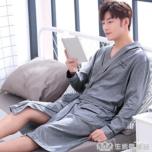 春秋季睡袍男士純棉日式浴衣和服男款長袍薄款秋冬季夏季浴袍睡衣