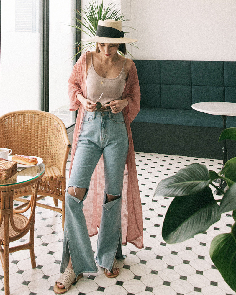 MERCCI22+微露背飄逸長罩衫