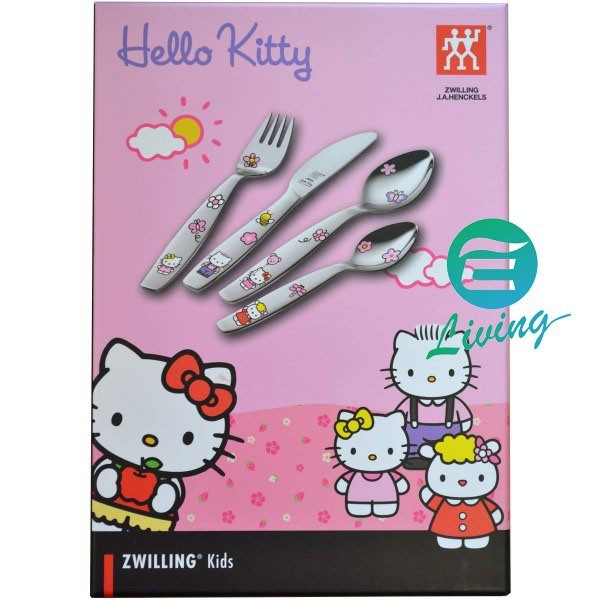 zwilling 雙人牌 兒童餐具 刀叉湯匙組 4入不銹鋼 hello kitty #07133-210 原廠精美包裝!! 型號07133-210 正版 hello kitty 材質18/10 不銹鋼