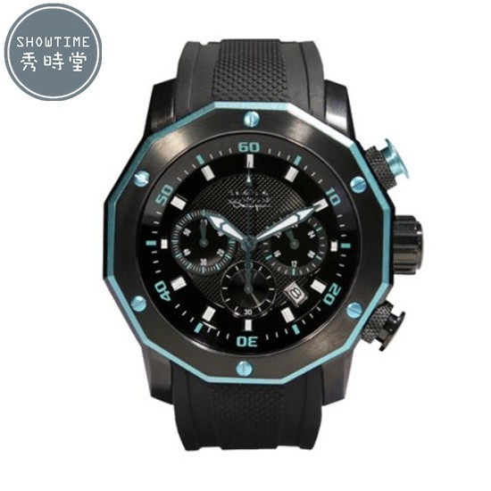 [ 秀時堂 ] 曼諾MONO 工業風格硬派三眼腕錶-矽膠/黑湖水 M007-576-05