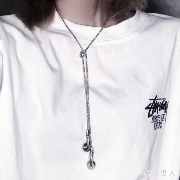 百搭男女同款網紅配飾ins超酷裝飾品禮物哥特風嘻哈吊墜耳機項鏈情侶