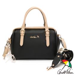 Arnold Palmer-口金醫生包附寬/細背帶 黑色十字紋系列-黑色