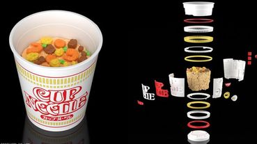 日清杯麵變1:1高難度模型！超逼真泡麵、配料，連成份表都要自己拼