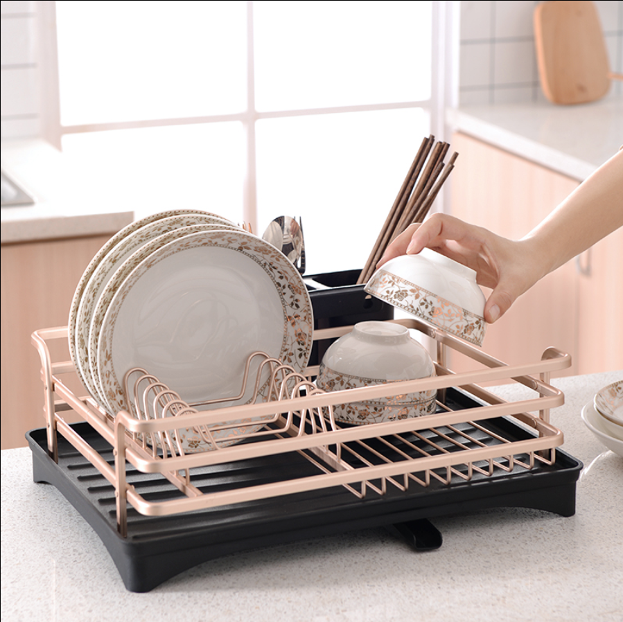 材質: 鋁 風格: 美式 顔色分類: 香槟金+黑色底盤 置物用品類型: 碗盤 層數: 1層