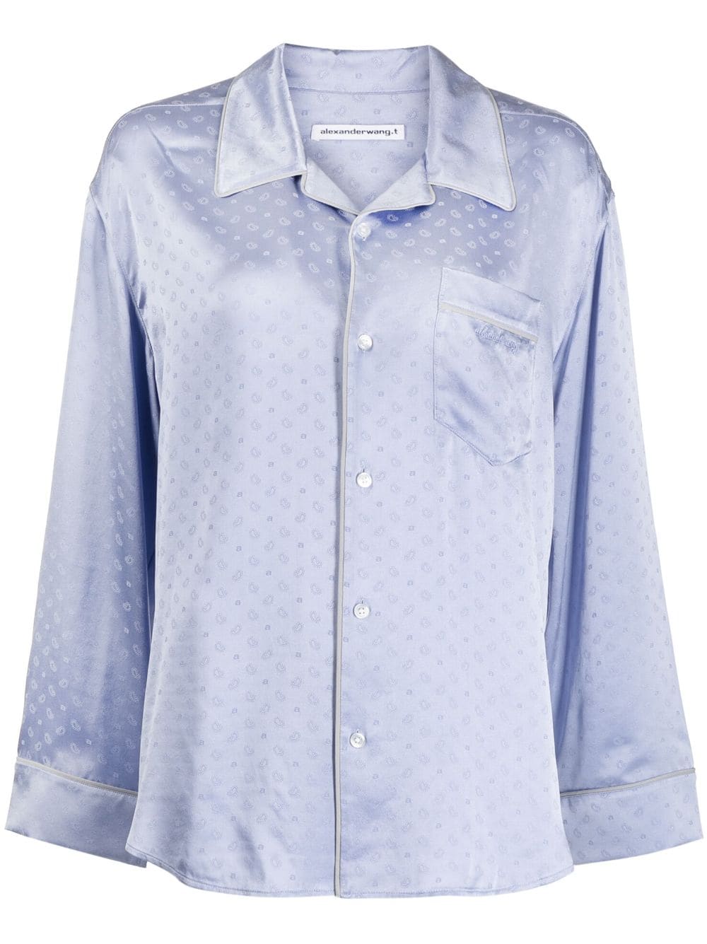 Alexander Wang - jacquard-pattern silk shirt - women - Silk - XS - Purple