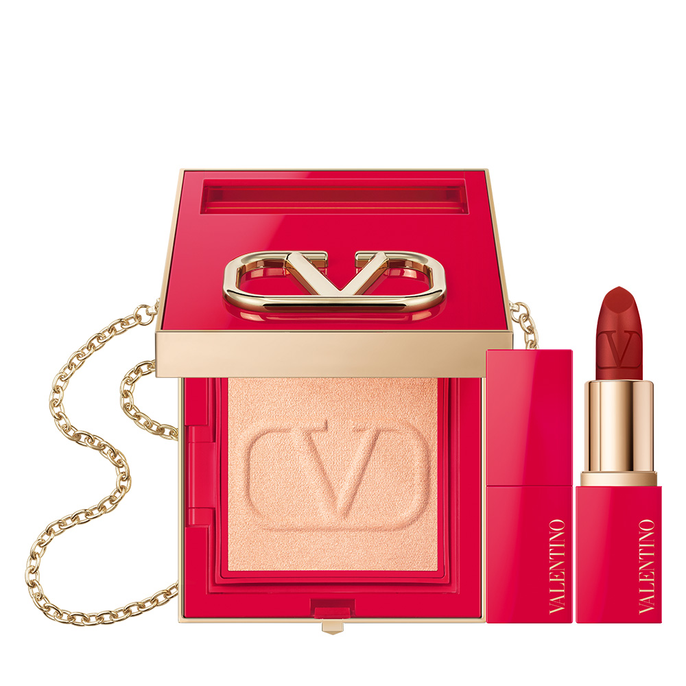 范倫鐵諾 Valentino 高訂隨行彩妝盒 [粉餅01+迷你唇111A]
