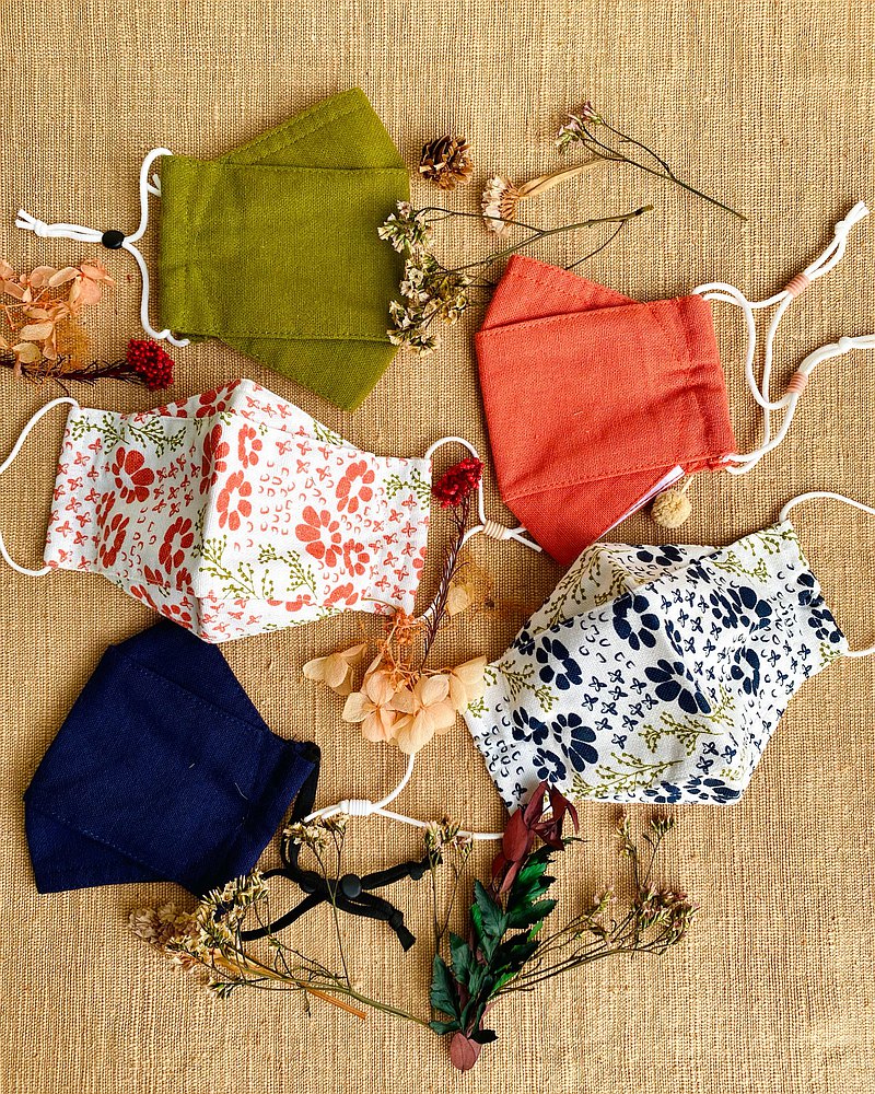 秋季面具和漁夫帽套裝 - 棉和麻- 可調節肩帶