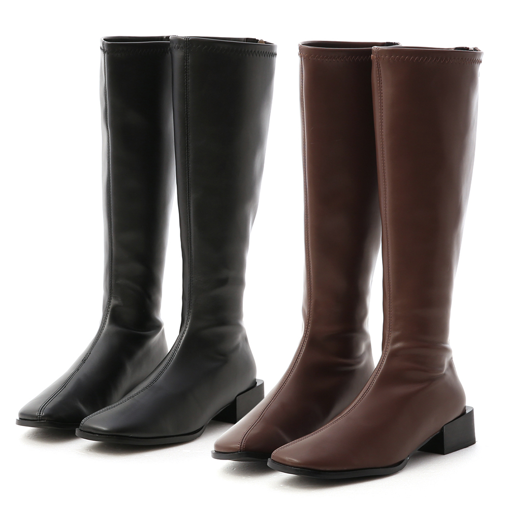 D+AF斜方頭積木跟膝下長靴 長靴 膝下靴