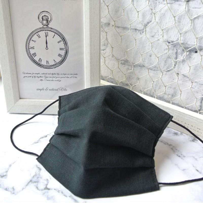 日本製可水洗手作立體口罩M(素色)-黑