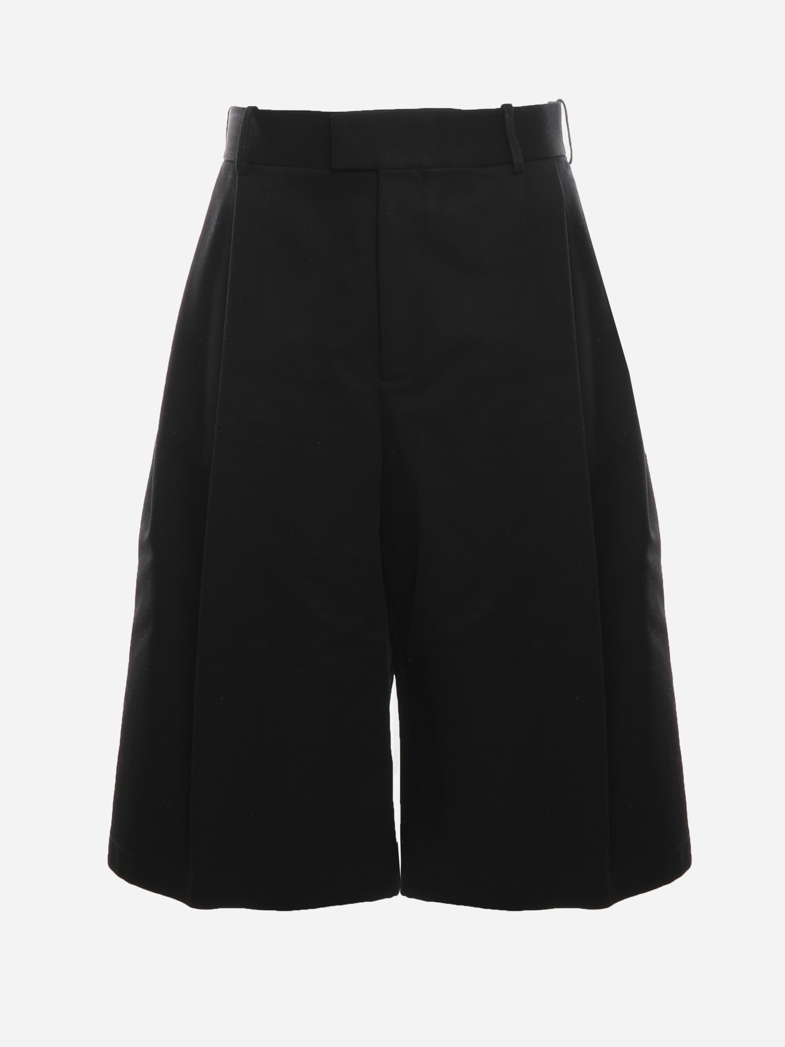 Bottega Veneta Wide Leg Bermuda Shorts In Cotton Twill