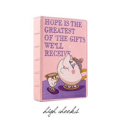 Disney聯名合作 Beauty and the Beast 奇幻愛戀 茶壺家族故事書手拿包- 粉紅