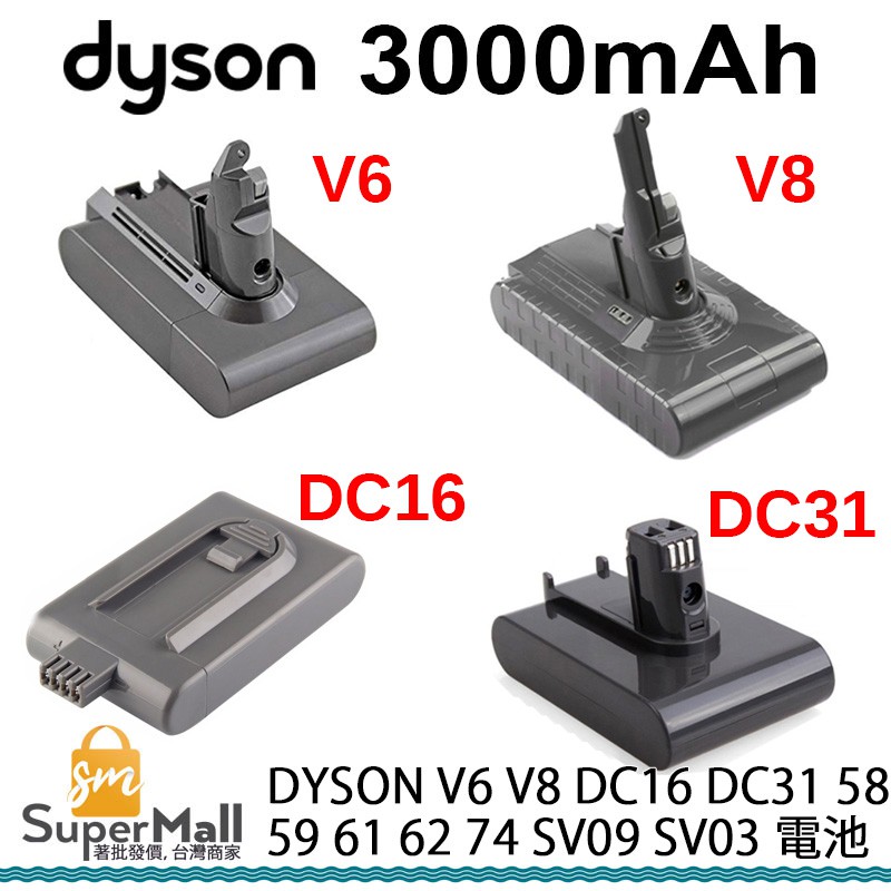 戴森 DYSON V6 V8 DC16 DC31 58 59 61 62 SV09 SV03 3000mAh 電池 濾網