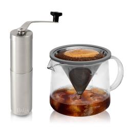 ◎濾杯壺-可當咖啡及泡茶壺！|◎濾杯壺蓋-承水與防塵2用！|◎磨豆機-不鏽鋼材質，全機可水洗類型:用具種類:咖啡壺組合組合說明:【Driver】Moka濾杯壺400mlx1+【BafinHouse】不