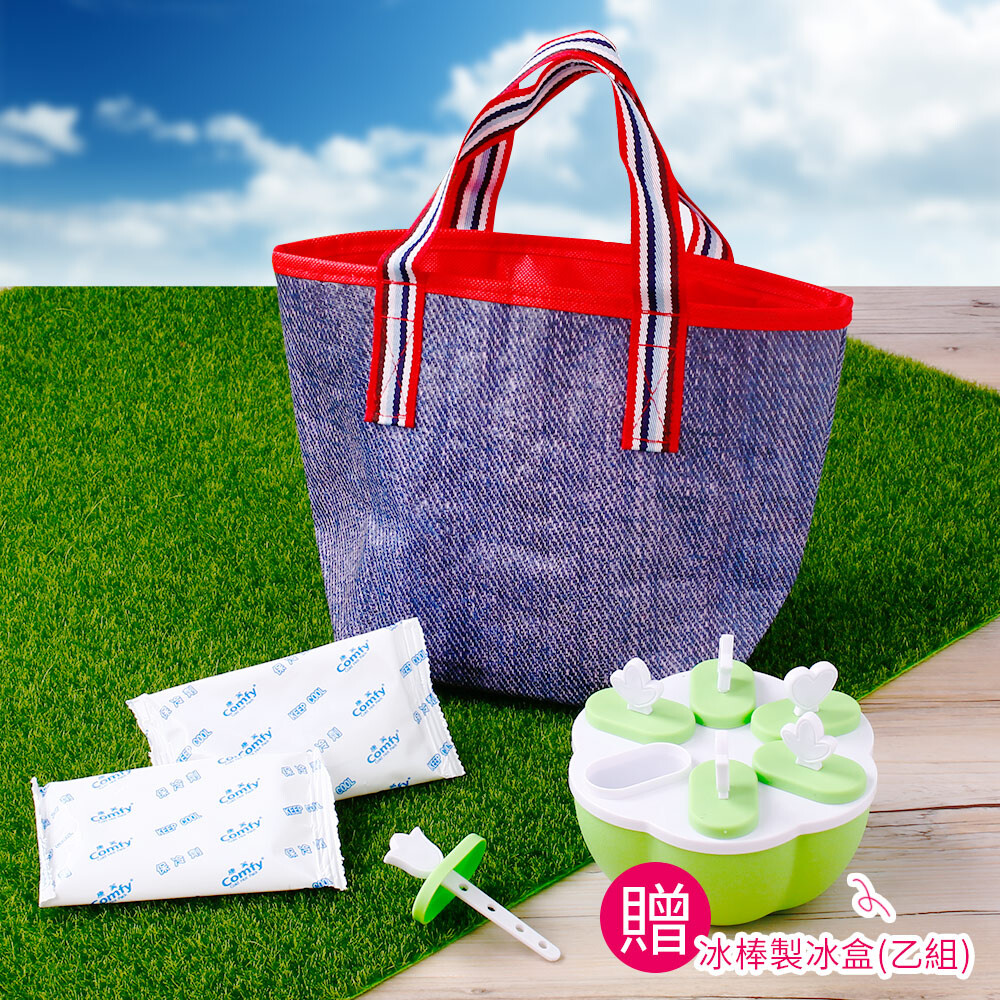 【HIKARI 日光生活】時尚丹寧色保冷熱袋+高分子保冷劑(100G-2入)