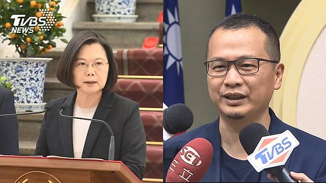 羅智強(圖右)自願去武漢救援台人，盼獲總統蔡英文(圖左)授權。(圖／TVBS)