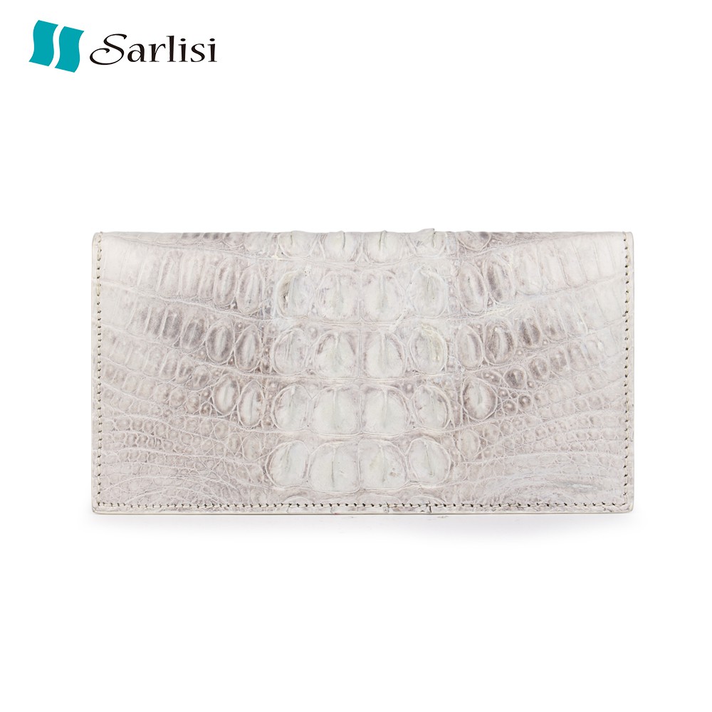 【Sarlisi】輕奢真皮鱷魚皮長夾皮夾西裝夾長款錢包 瑪雅白色 (全網獨家)