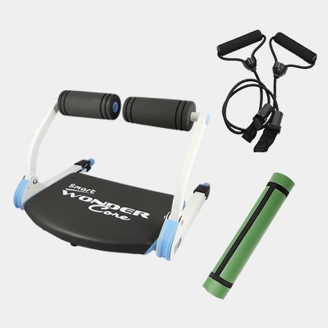 【Wonder Core Smart】全能輕巧健身機「糖霜藍」+運動墊(綠)+拉力繩