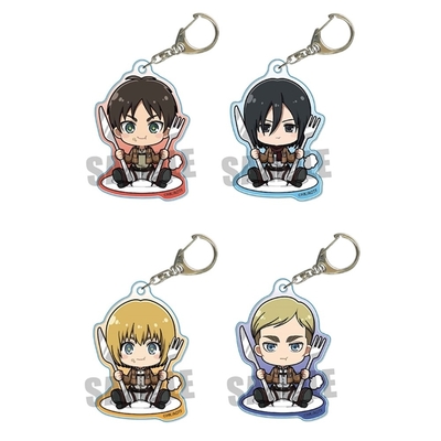 日本製造Bell house進擊的巨人鑰匙圈4入組AKXG(艾連·葉卡/米卡莎·阿卡曼/阿爾敏·亞魯雷特/團長艾爾文·史密斯)進擊の巨人周邊-日本原裝進口