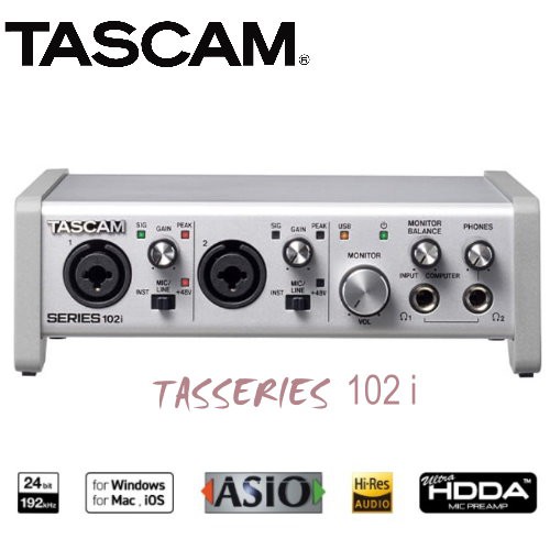 TASCAM TAS SERIES 102i 追求原始聲音再現我們慷慨地投入了音頻設計專業知識，培養了60多年的專業形象代表了TASCAM已經是世界上聲音錄音的專業品牌TASCAM原始麥克風前置電路“