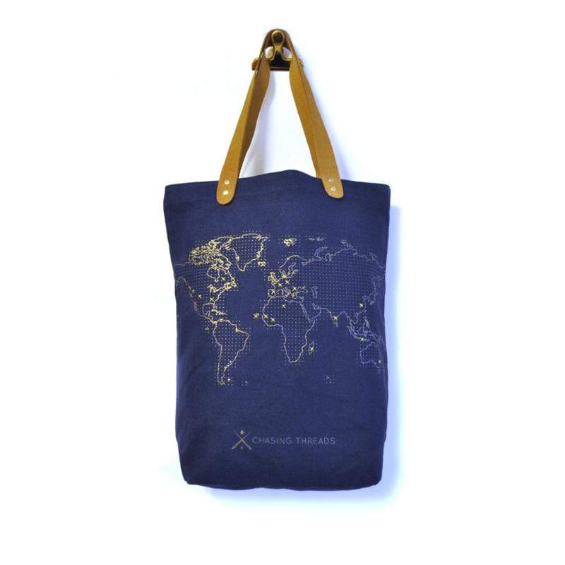 個人化 帆布地圖托特包(海軍藍)