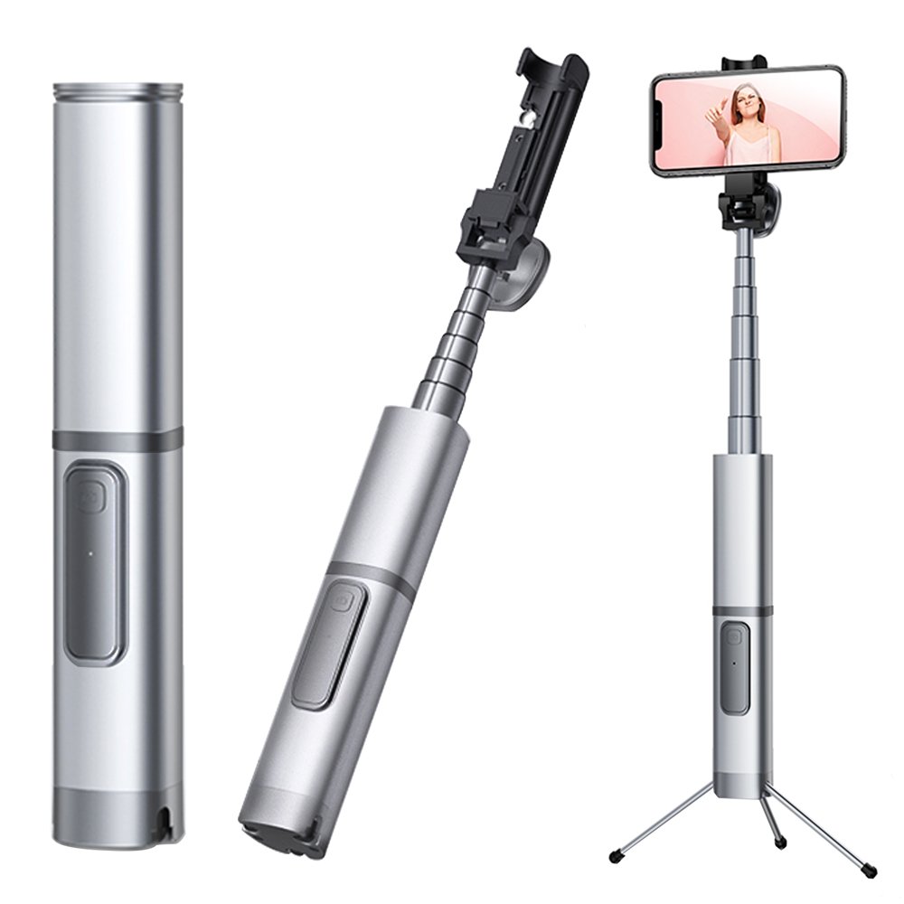 ◆幻影999 藍牙三腳架自拍棒 ◆橫拍、豎拍自由轉換,好方便 ◆一體式設計,輕鬆放下秒變三腳架,隨意切換 ◆高質感鋁合金機身 ◆折疊後約19公分,可拉長到約90公分 ◆NCC審驗合格,認證編號CCAJ