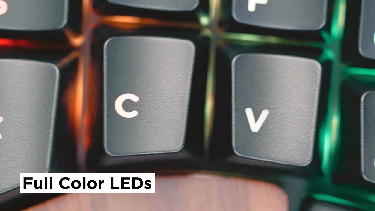 按鍵提供RGB背光功能，可以透過軟體控制顯示模式。