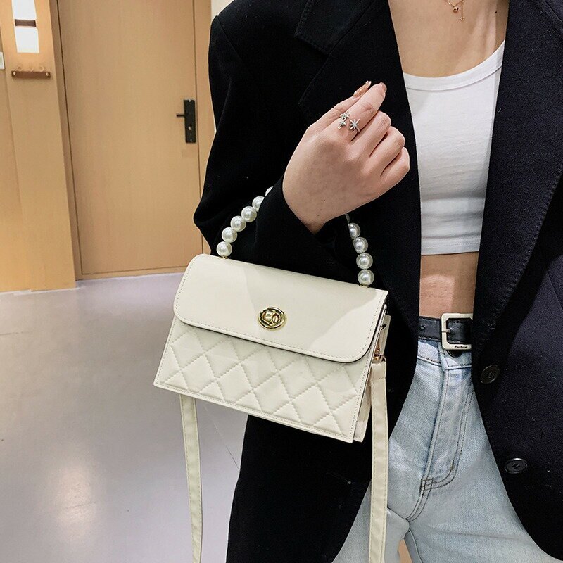 上新復古包包女2021新款潮時尚質感單肩手提包簡約ins菱格斜挎包