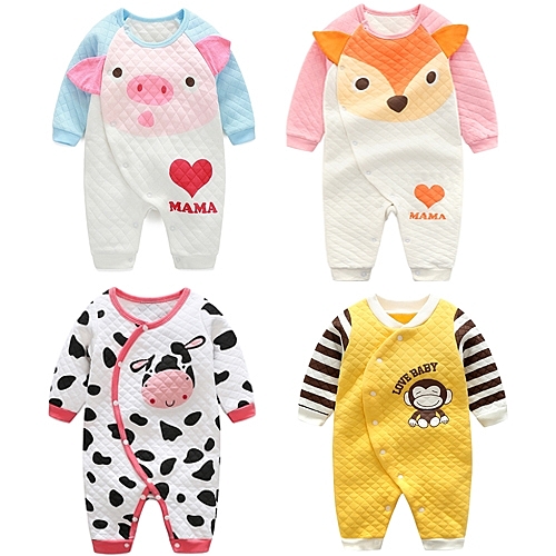 長袖連身衣 秋冬空氣棉爬服哈衣 狐狸小豬奶牛 W71047 AIB小舖