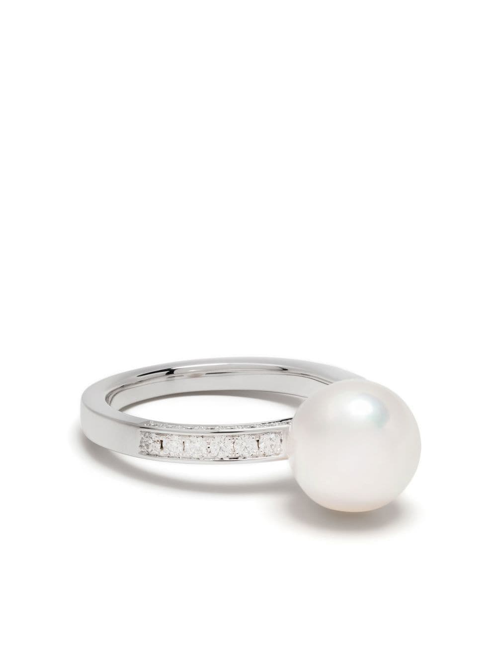 TASAKI - 18kt white gold Akoya diamond ring - women - Diamond/18kt White Gold/Akoya Pearl - 6 - Silver