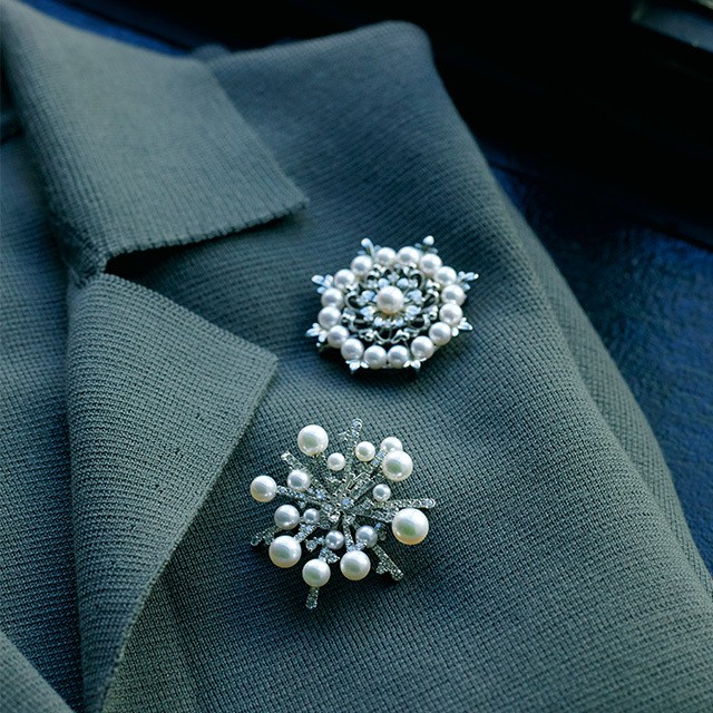 ミキモト ブローチ 雪の結晶 MIKIMOTO