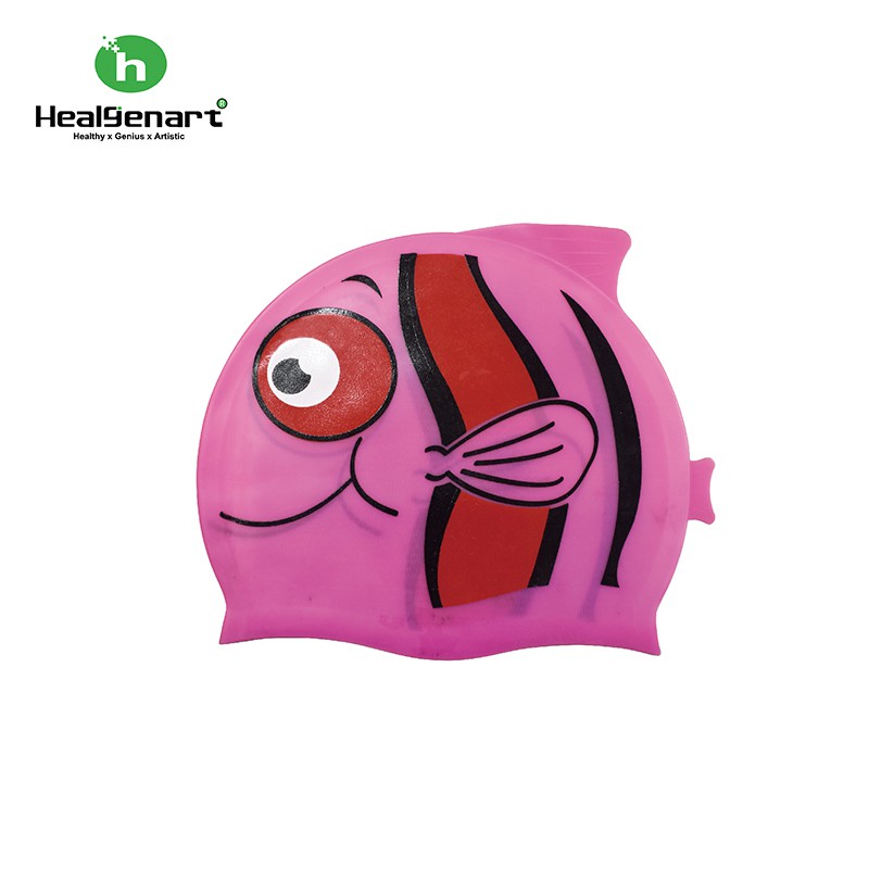 【Healgenart】造型矽膠泳帽 可愛魚 大眼魚 立體魚鰭魚尾設計