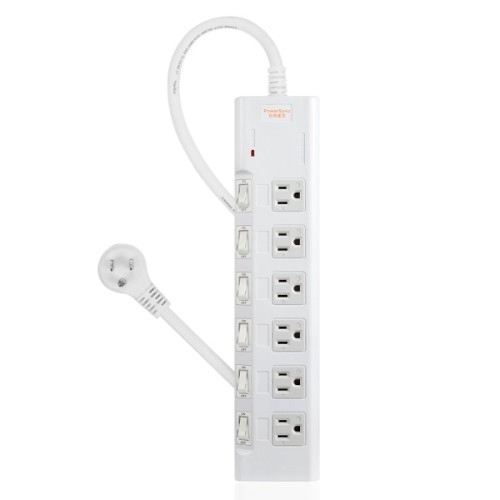 ● 品名：防雷擊六開六插延長線(磁鐵固定)● 額定容量：15安培/125V/最大使用功率1650W● 插座：3Pin插頭/3孔-6個接地插座/6個電源開關 突波吸收能量：140焦耳 瞬間最高可承受電流