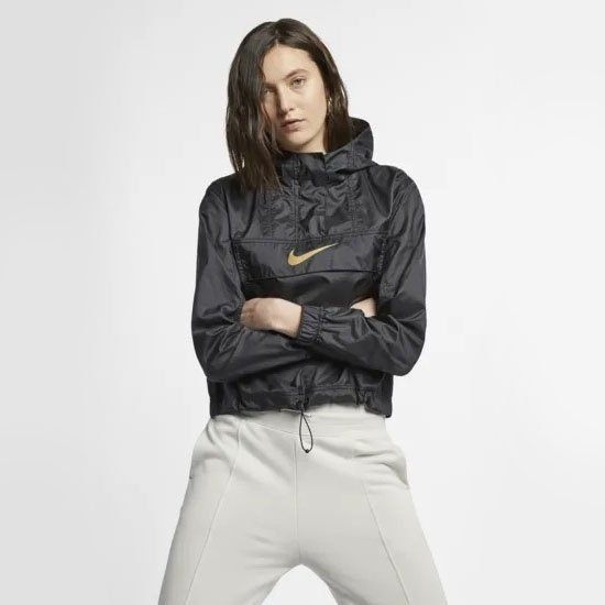 NIKE W JACKET HOODIE 女款黑色金勾防風外套-NO.AR3176010
