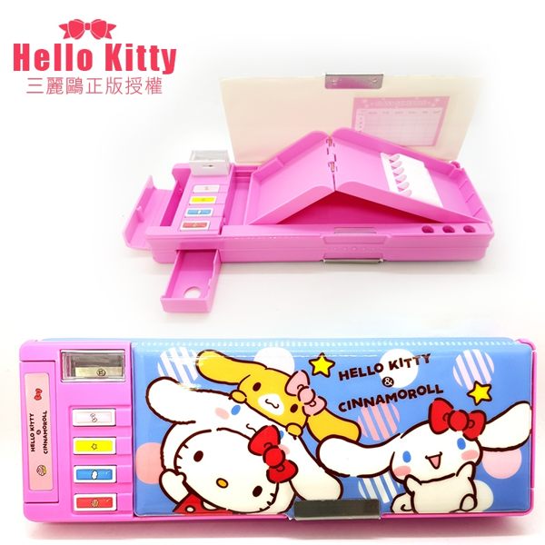 Hello Kitty 凱蒂貓 按鍵雙層鉛筆盒 三麗鷗 授權正版品 文書收納 文具 小學生文具【狐狸跑跑】