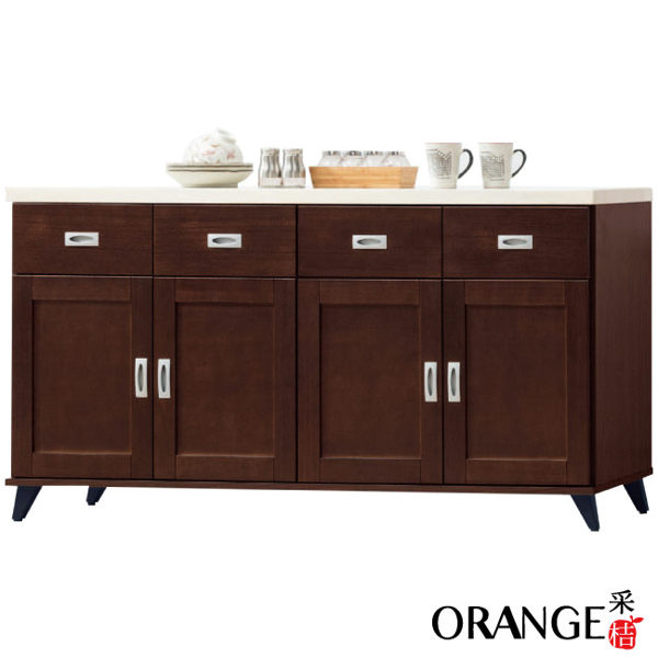 【采桔家居】芭比 時尚5.4尺雲紋白石面餐櫃/收納櫃(二色可選)