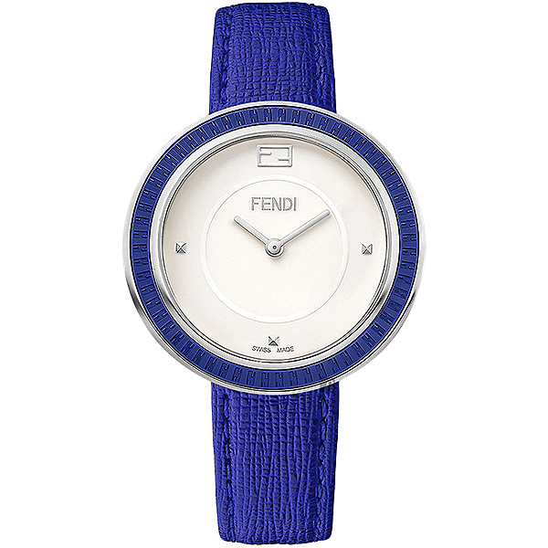 原廠公司貨，瑞士製n藍寶石水晶鏡面，時、分雙針n可拆式雪狐毛Glamy裝飾