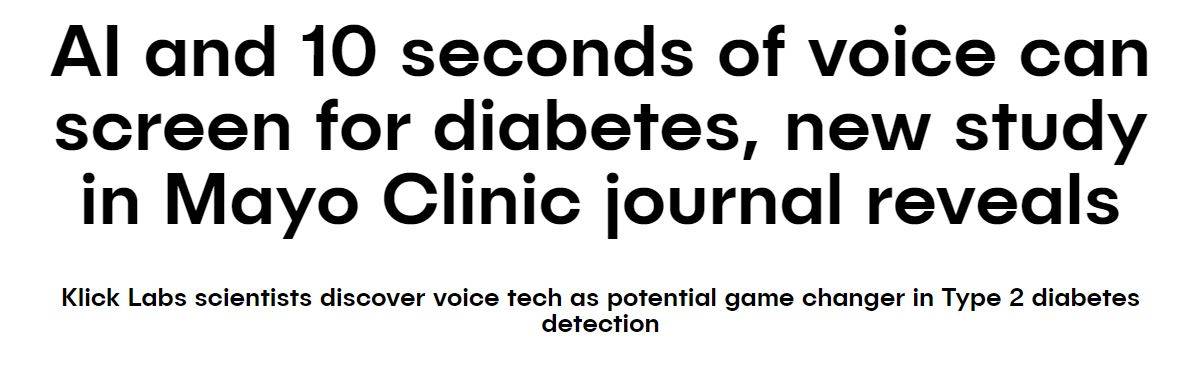 Klick Health Introduces Voice Technology and AI to Detect Diabetes