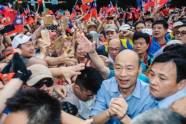 國民黨總統參選人韓國瑜(前右2)。(中時資料照片)