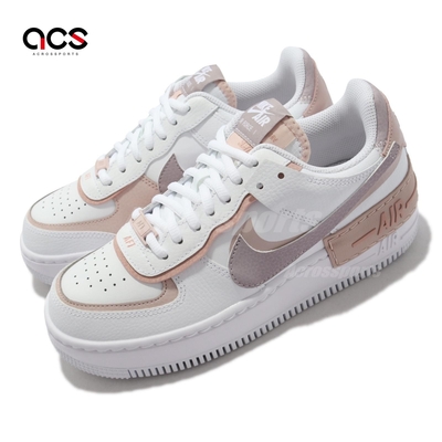 Nike 休閒鞋 AF1 Shadow 運動 女鞋 皮革拼接 厚底 球鞋穿搭 奶茶色 白 CI0919113