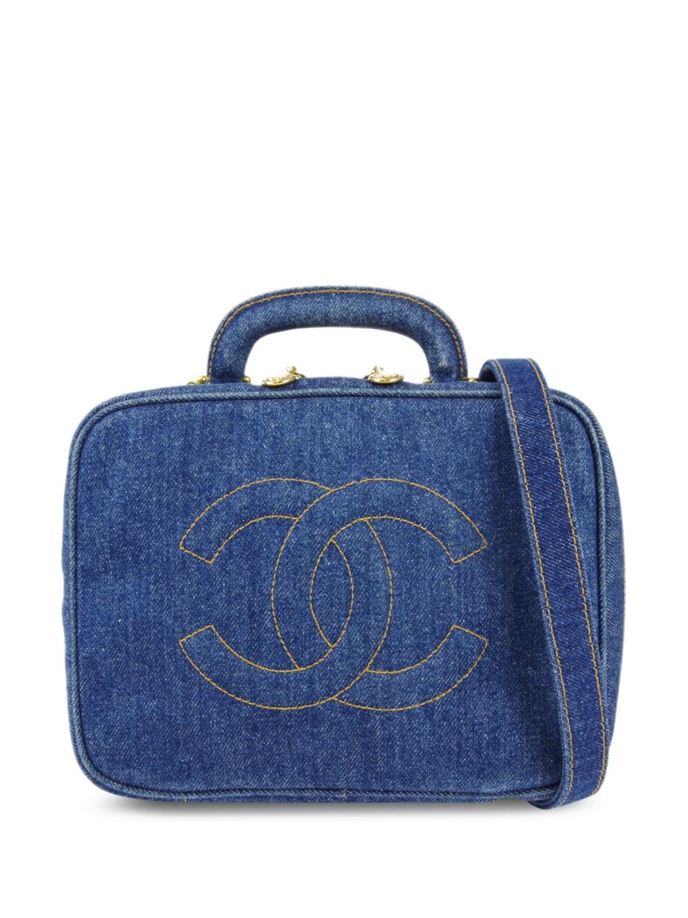 CHANEL Pre-Owned - 1997 CC two-way denim vanity bag - women - Denim - One Size - Blue