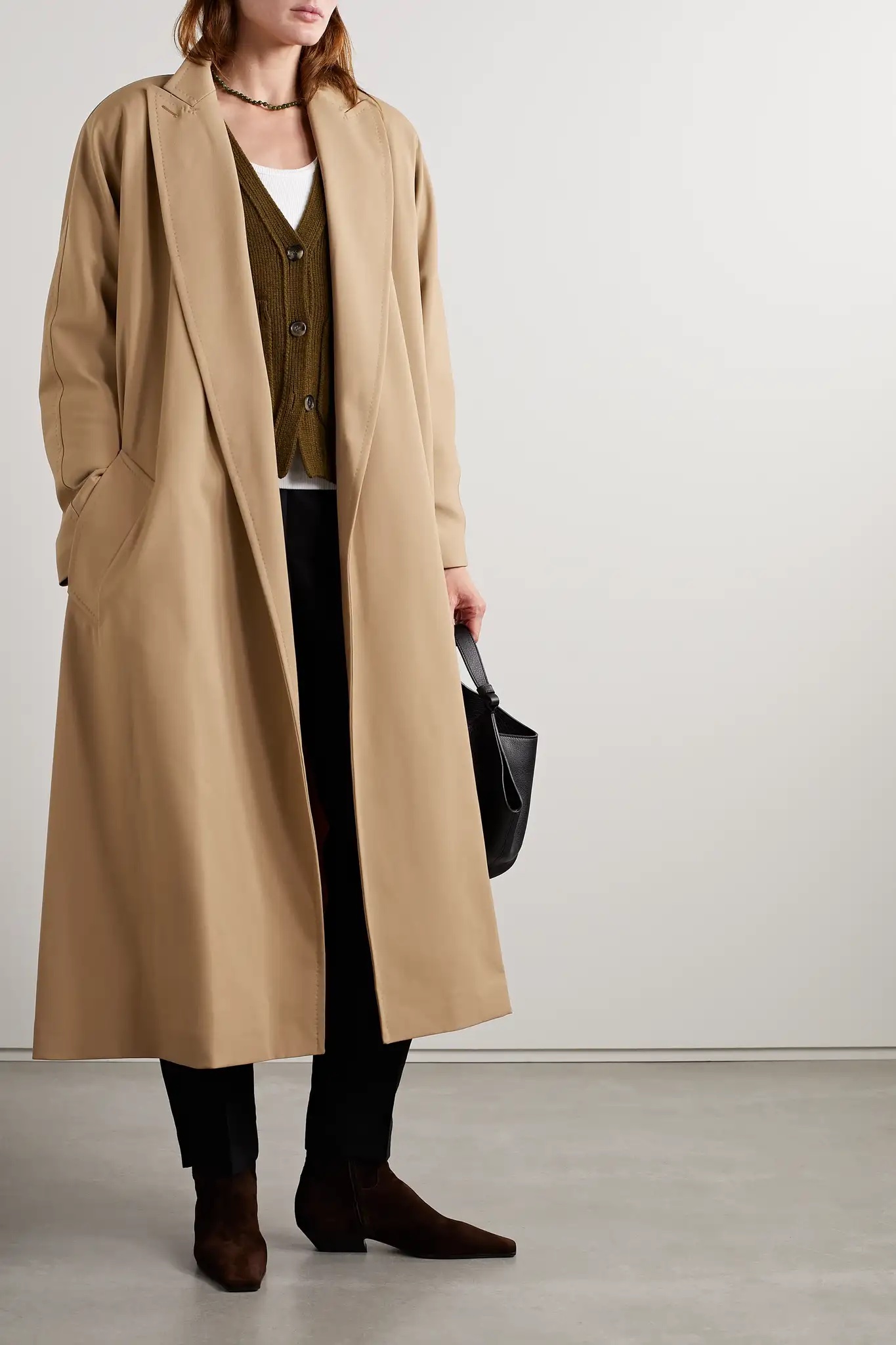 MAX MARA Ottico belted wool-blend gabardine trench coat