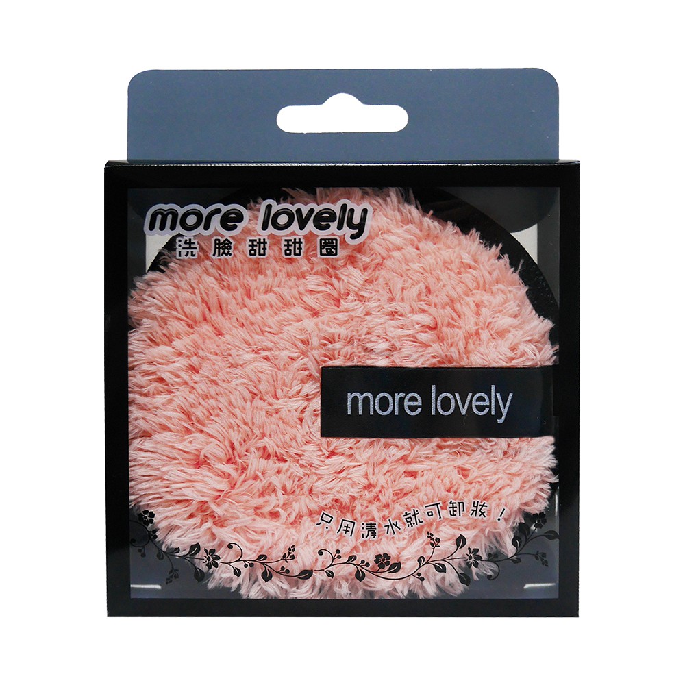 品名：MORE LOVELY 洗臉甜甜圈尺寸：Ø100mm±5mm材質：75%聚酯纖維、25%尼龍纖維內容物：PVA海棉注意事項：．使用前請先下水清洗，深色產品初期洗滌會少許脫色，屬正常現象，請安心使