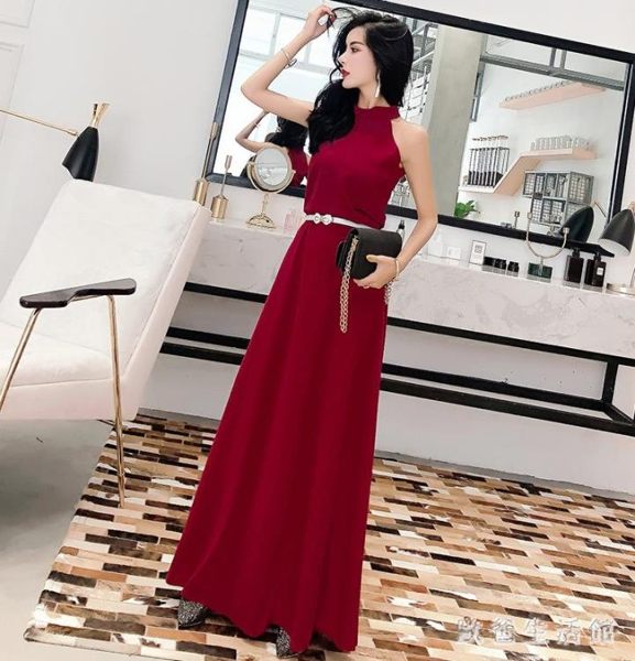 2019新款晚禮服女名媛氣質露肩夜店長款連衣裙修身顯瘦優雅宴會長洋裝裙夏LXY3214 歐爸生活館