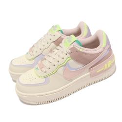 Nike 休閒鞋 AF1 Shadow 運動 女鞋 多層次設計 厚底 增高 麂皮 拼接 奶霜 米白 粉 CI0919-700 [ACS 跨運動]