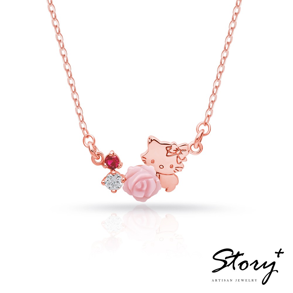 STORY故事銀飾-恰咪甜美系列-CharmmyKitty玫瑰純銀項鍊(玫瑰金)