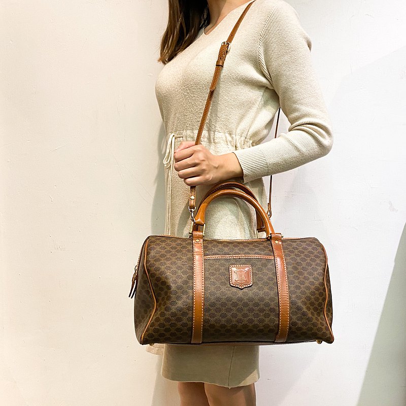 中古包Celine賽琳│棕啡老花│斜背包│單肩包│手提包│波士頓包