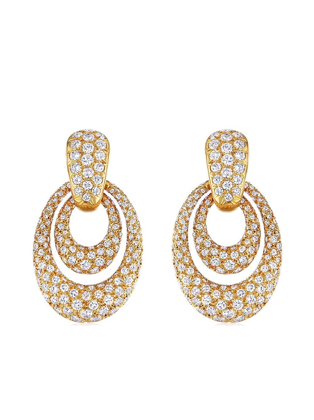 FRED LEIGHTON - 18kt yellow gold diamond doorknocler earrings - women - Diamond/18kt Yellow Gold - One Size