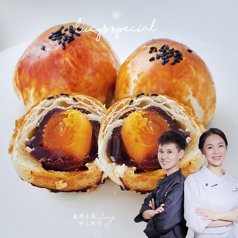 ls手作甜點藍帶主廚一口酥中秋禮盒(12入)(附提袋)-經典/四喜-2盒