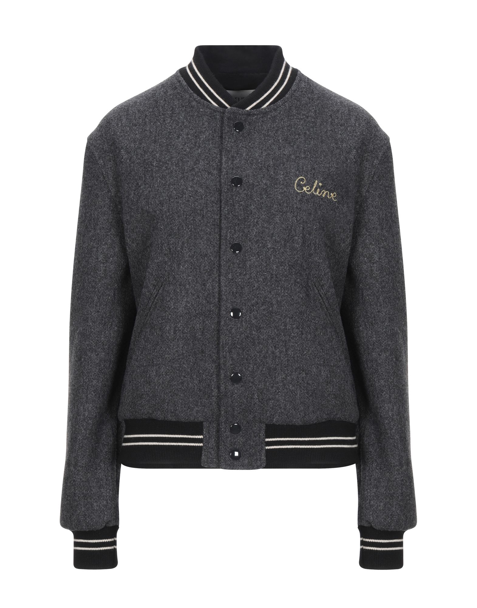 flannel, logo, solid color, single-breasted, snap buttons fastening, round collar, multipockets, lon