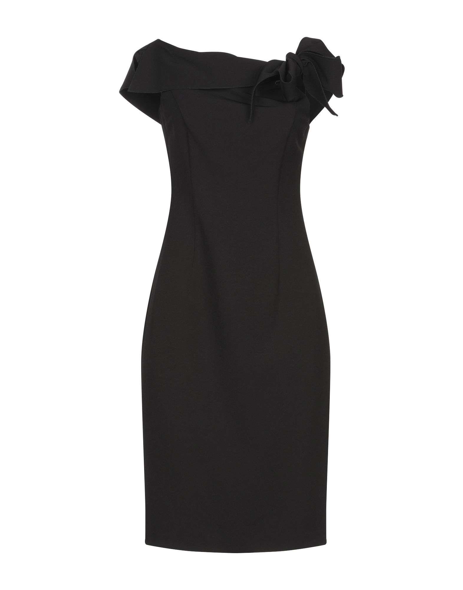crepe, bow-detailed, basic solid color, wide neckline, sleeveless, no pockets, rear closure, zip, un